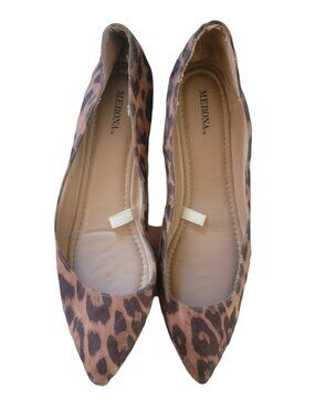 Merona Leopard Print Flats Pointed Toe Womens Shoes Size 7.5 Brown & Black